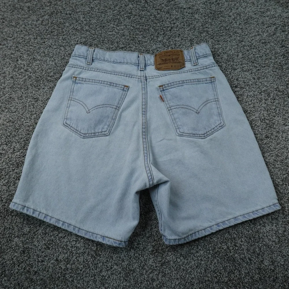 VTG Levis Shorts Mens 32 Blue Denim 550 Relaxed Jean Jorts USA Orange Tab 90s